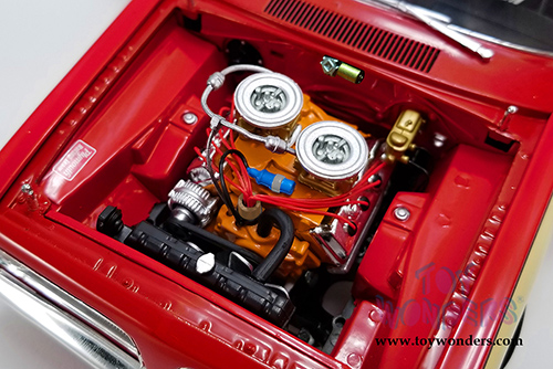 Acme - Plymouth Barracuda Super Stock Test Mule Hardtop (1968, 1/18 scale diecast model car, Red/Yellow) A1806114