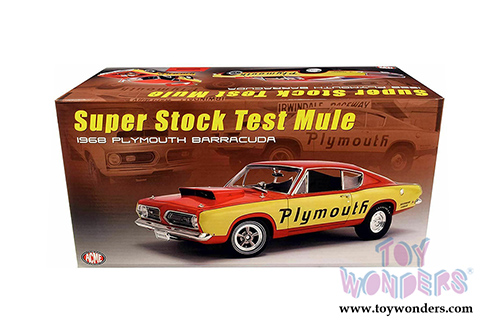 Acme - Plymouth Barracuda Super Stock Test Mule Hardtop (1968, 1/18 scale diecast model car, Red/Yellow) A1806114