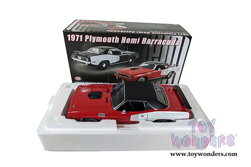 Acme - Plymouth Hemi Barracuda Hardtop (1971, 1/18 scale diecast model car, Red/White/Black) A1806121