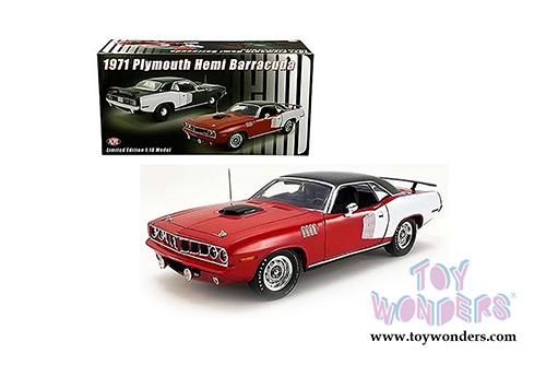 Acme - Plymouth Hemi Barracuda Hardtop (1971, 1/18 scale diecast model car, Red/White/Black) A1806121