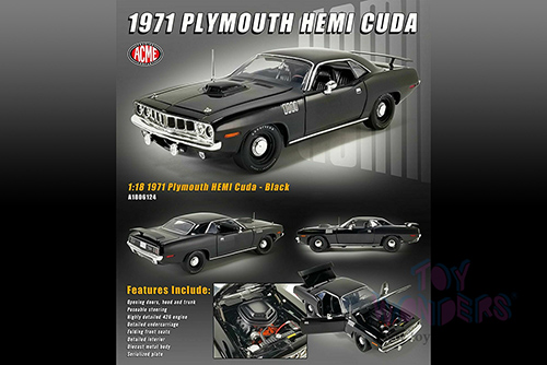 Acme - Plymouth HEMI&reg; Barracuda Hardtop (1971, 1/18 scale diecast model car, Black) A1806124