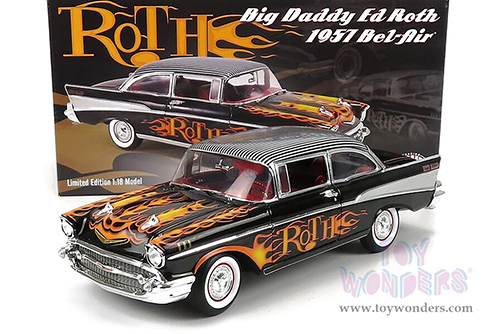 Acme - Chevrolet® Bel Air® Hot Rod "Big Daddy Ed Roth" (1957, 1/18 scale diecast model car, Black with Flames) A1807014