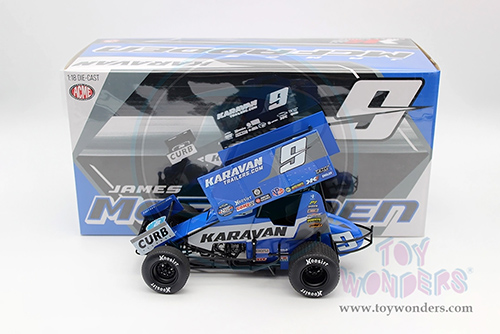 Acme - Winged Sprint Car #9 James McFadden "Karavan Trailers" Kasey Kahne Racing (2021, 1/18 scale diecast model car, Blue) A1809511