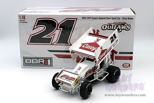 Acme - Winged Sprint Car #21 Brian Brown "Casey's General Store - FVP" Brian Brown Racing 2022 (1/18 scale diecast model car, White) A1822009