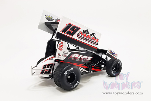 Acme - Winged Sprint Car #19 Brent Marks "BAPS Paints" Murray-Marks Motorsports 2022 (1/18 scale diecast model car, Black/White) A1822016