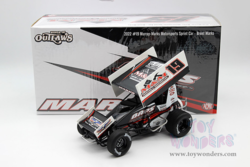 Acme - Winged Sprint Car #19 Brent Marks "BAPS Paints" Murray-Marks Motorsports 2022 (1/18 scale diecast model car, Black/White) A1822016