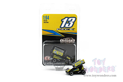 Acme - Winged Sprint Car #13 Justin Peck "Coastal Race Parts" Buch Motorsports (2022, 1/64 scale diecast model car, Black/Yellow) A6422007