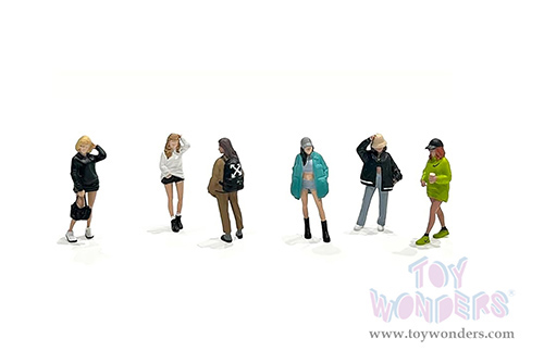 American Diorama/Mijo Exclusives - Metro Girls Figure Set (6 pc. set, 1/64 scale diecast metal, Asstd.) AD-2408MJ