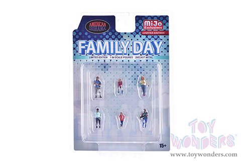American Diorama/Mijo Exclusives - Family Day Figure Set (6 pc. set, 1/64 scale diecast metal, Asstd.) AD-2410MJ