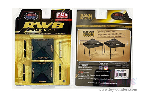 American Diorama/Mijo Exclusives - RAUH-Welt BEGRIFF (RWB) Canopy Set (2 pc. set, 1/64 scale diecast metal, Black) AD-2418MJ
