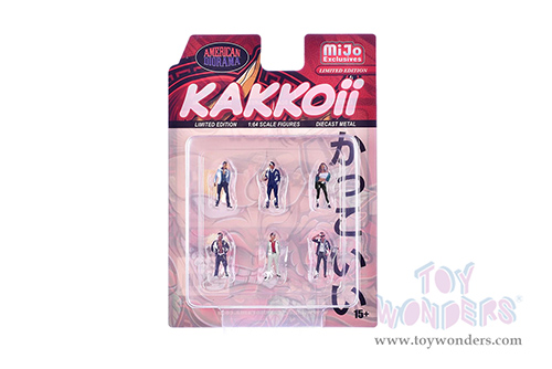 American Diorama/Mijo Exclusives - "Kakkoii" Figure Set (6 pc. set, 1/64 scale diecast metal, Asstd.)  AD-2425MJ