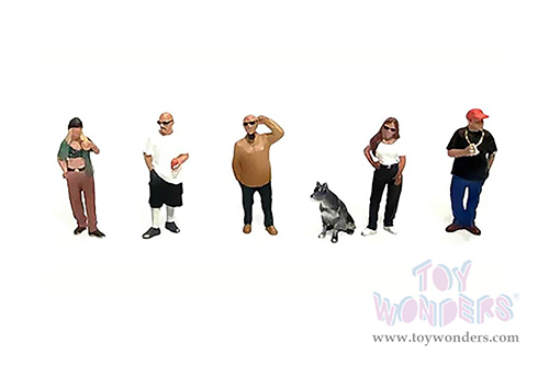 American Diorama/Mijo Exclusives - "Curbside Crowd" Figure Set (6 pc. set, 1/64 scale diecast metal, Asstd.)  AD-2429MJ