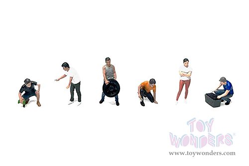 American Diorama/Mijo Exclusives - "Car Meet 5" Figure Set (6 pc. set, 1/64 scale diecast metal, Asstd.)  AD-2432MJ