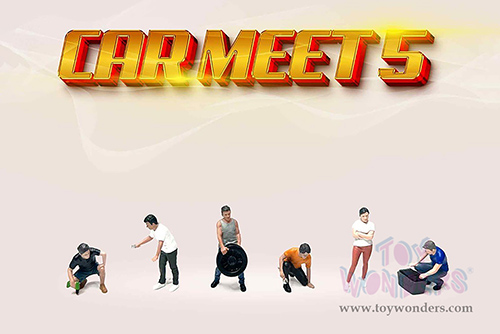 American Diorama/Mijo Exclusives - "Car Meet 5" Figure Set (6 pc. set, 1/64 scale diecast metal, Asstd.)  AD-2432MJ