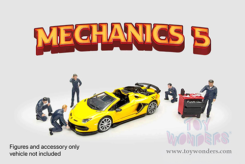 American Diorama/Mijo Exclusives - "Mechanics 5" Figure Set (6 pc. set, 1/64 scale diecast metal, Asstd.)  AD-2435MJ