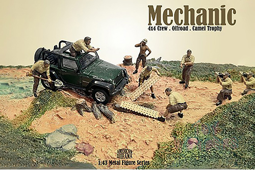 American Diorama Figurine - 4x4 Mechanics Set 1 (2 pc. set, 1/43 scale diecast metal, Asstd.) AD-43001