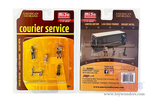 American Diorama/Mijo Exclusives - Courier Service (5 pc. set, 1/64 scale diecast metal, Asstd.) AD-76495MJ