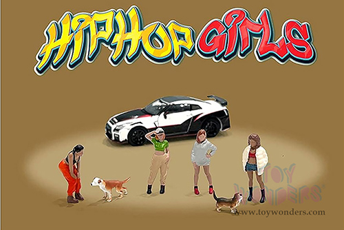 American Diorama/Mijo Exclusives - Hip Hop Girls Figure Set (6 pc. set, 1/64 scale diecast metal, Asstd.) AD-76505MJ