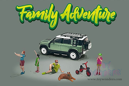 American Diorama/Mijo Exclusives - Family Adventure Figure Set (6 pc. set, 1/64 scale diecast metal, Asstd.) AD-76513MJ