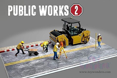 American Diorama/Mijo Exclusives - Public Works 2 Figure Set (6 pc. set, 1/64 scale diecast metal, Asstd.)  AD-76519MJ