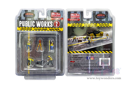 American Diorama/Mijo Exclusives - Public Works 2 Figure Set (6 pc. set, 1/64 scale diecast metal, Asstd.)  AD-76519MJ