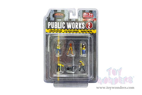 American Diorama/Mijo Exclusives - Public Works 2 Figure Set (6 pc. set, 1/64 scale diecast metal, Asstd.)  AD-76519MJ