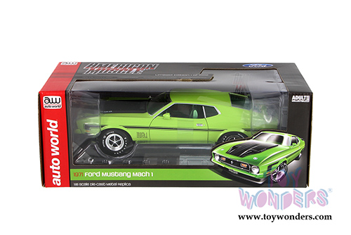 Auto World American Muscle - Ford Mustang Mach 1 Hard Top (1971, 1/18 scale diecast model car, Lime Green) AMM1069