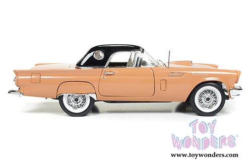 Auto World American Muscle - Ford Thunderbird Convertible w/ Removable Black Bonnet 60th Anniversary edition (1957, 1/18 scale diecast model car, Coral Sand) AMM1098