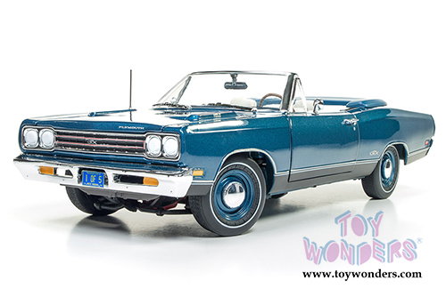 Auto World - American Muscle | Plymouth GTX Convertible 50th Anniversary (1969, 1/18 scale diecast model car, Nantucket Blue) AMM1102