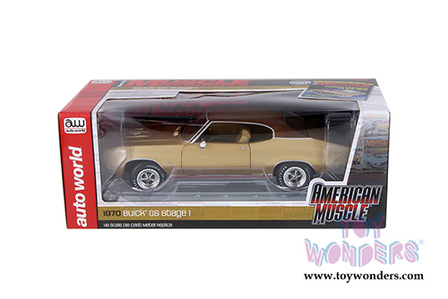 Auto World American Muscle - Hemmings Muscle Machines | Buick&reg; Skylark GS Stage 1 Hardtop (1970, 1/18 scale diecast model car, Gold) AMM1105