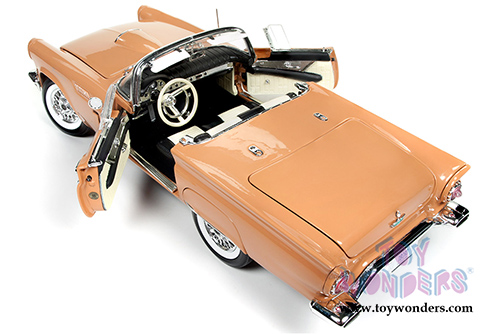 Auto World American Muscle - Ford Thunderbird Convertible w/ Removable Silver Bonnet 60th Anniversary edition (1957, 1/18 scale diecast model car, Coral Sand) AMM1106
