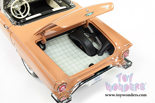 Auto World American Muscle - Ford Thunderbird Convertible w/ Removable Silver Bonnet 60th Anniversary edition (1957, 1/18 scale diecast model car, Coral Sand) AMM1106