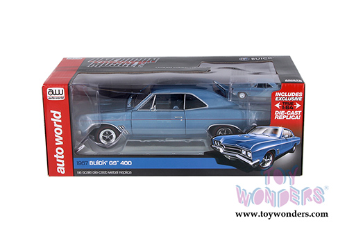 Auto World American Muscle - 1:18 and 1:64 scale Buick&reg; GS&trade; 400 Hardtop (1967, 1/18,1/64 scale diecast model car, Sapphire Blue) AMM1115
