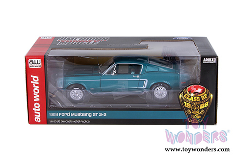 Auto World - American Muscle | Ford Mustang GT 2+2 Hardtop Class of  '68 (1968, 1/18 scale diecast model car, Gulfstream Aqua) AMM1132