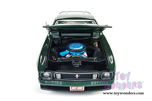 Auto World - American Muscle | Hot Rod Power Tour Ford Mustang Mach 1 (1973, 1/18 scale diecast model car, Dark Green) AMM1144