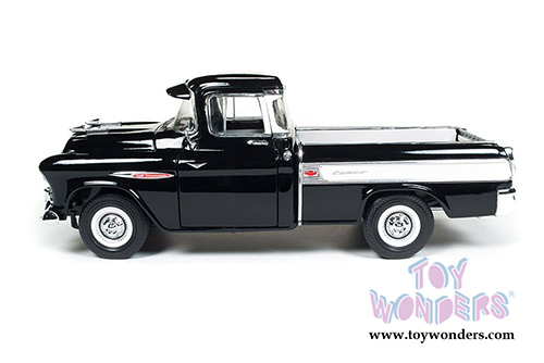 Auto World - American Muscle | Chevrolet&reg; Cameo&trade; Pick Up Truck 100th Anniversary (1957, 1/18 scale diecast model car, Onyx Black) AMM1145