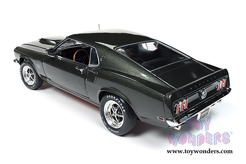 Auto World American Muscle - Ford Mustang Boss 429 Hardtop Muscle Car & Corvette Nationals (MCACN) (1969, 1/18 scale diecast model car, Black Jade) AMM1152