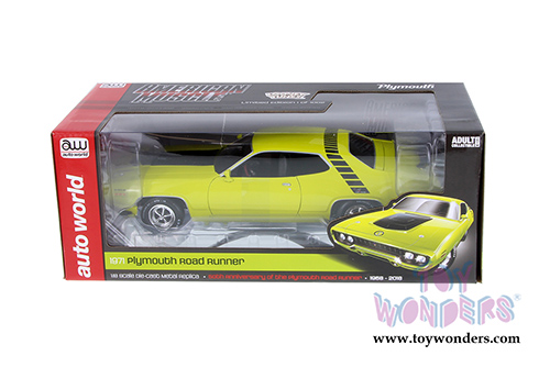 Auto World - American Muscle | Plymouth Road Runner Hardtop Looney Tunes&trade; (1971, 1/18 scale diecast model car, Yellow) AMM1158