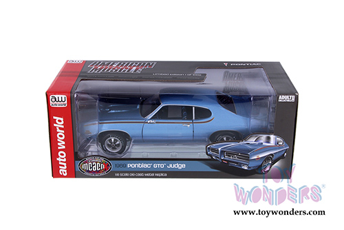 Auto World - American Muscle | Pontiac® GTO™ Muscle Car & Corvette Nationals (MCACN) 10th Anniversary (1969, 1/18 scale diecast model car, Warwick Blue) AMM1171