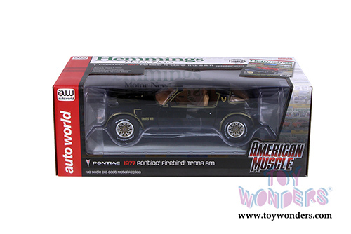 Auto World American Muscle - Hemmings Muscle Machines | Pontiac&reg; Firebird&reg; Trans Am Cover Car October 2007 (1977, 1/18 scale diecast model car, Black) AMM1177