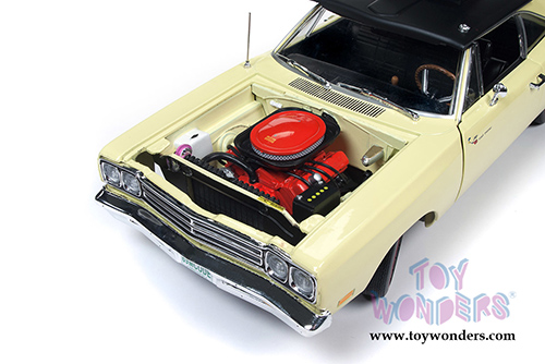 Auto World - American Muscle | Plymouth Road Runner Hardtop Class of '69 50th Anniversary (1969, 1/18 scale diecast model car, Sunfire Yellow) AMM1180