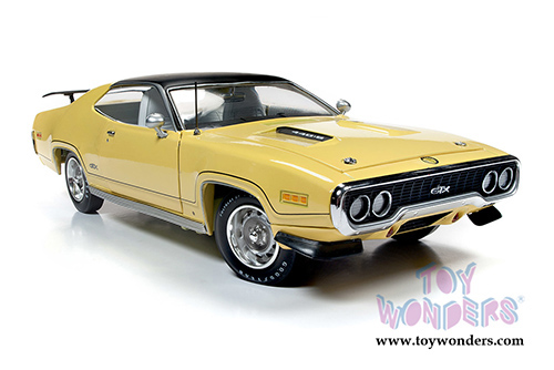 Auto World - American Muscle - Plymouth GTX Hardtop Muscle Car & Corvette Nationals (MCACN) (1971, 1/18 scale diecast model car, Lemon Twist) AMM1186