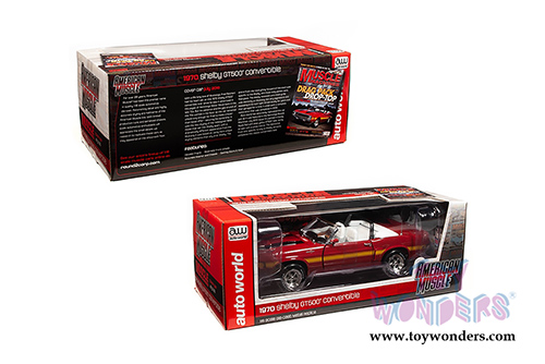 Auto World American Muscle - Hemmings Muscle Machines | Shelby GT500&reg; Convertible (1970, 1/18 scale diecast model car, Apple Red/Black/Yellow) AMM1187
