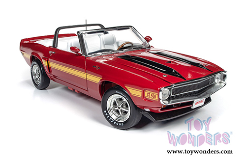 Auto World American Muscle - Hemmings Muscle Machines | Shelby GT500&reg; Convertible (1970, 1/18 scale diecast model car, Apple Red/Black/Yellow) AMM1187