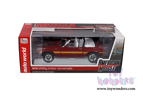 Auto World American Muscle - Hemmings Muscle Machines | Shelby GT500&reg; Convertible (1970, 1/18 scale diecast model car, Apple Red/Black/Yellow) AMM1187