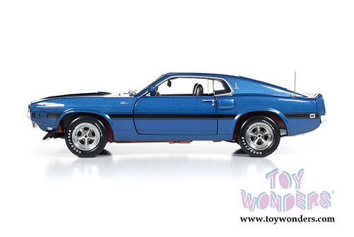 Auto World - Ford Mustang Shelby&reg; GT-350 Fastback Pilot Car Hardtop Muscle Car & Corvette Nationals (MCACN) 50th Anniversary of the Boss Engines (1969-2019) (1969, 1/18 scale diecast model car, Acapulco Blue w/Black)  AMM1188
