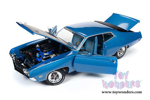 Auto World American Muscle - Hemmings Muscle Machines Ford Torino Cobra Hardtop (1970, 1/18 scale diecast model car, Metallic Blue/Black) AMM1189