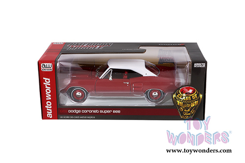 Auto World - American Muscle | Dodge Coronet Super Bee Hardtop Class of  '69 50th Anniversary (1969, 1/18 scale diecast model car, R6 Red/White) AMM1191
