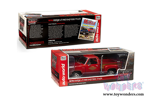 Auto World American Muscle - Hemmings Muscle Machines | Dodge Adventurer 150 Pickup Truck - Li'l Red Express Truck (1978, 1/18 scale diecast model car, Red) AMM1194