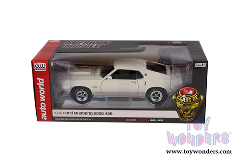 Auto World - American Muscle | Ford Mustang Fastback Boss 429 Hardtop Class of '69 50th Anniversary (1969, 1/18 scale diecast model car, Wimbledon White) AMM1196
